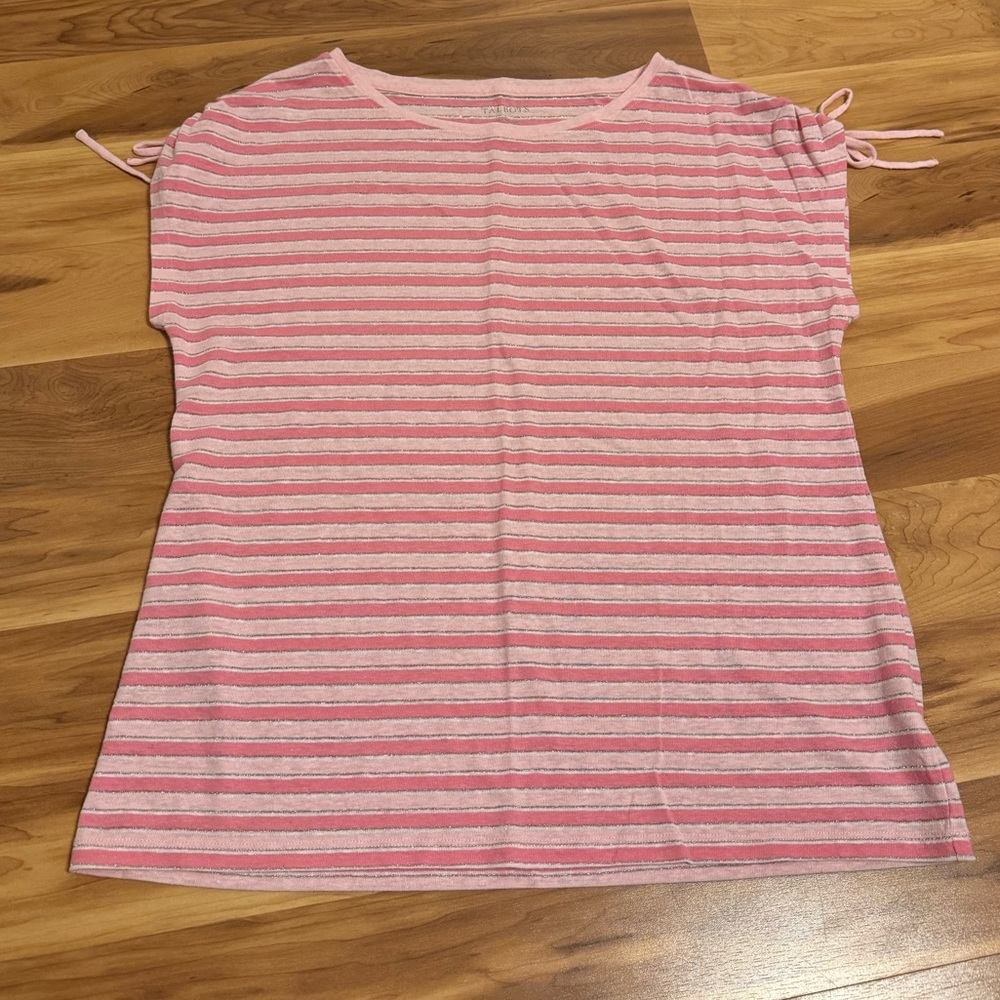 Talbots | Pink Striped Shirt Sleeve Top